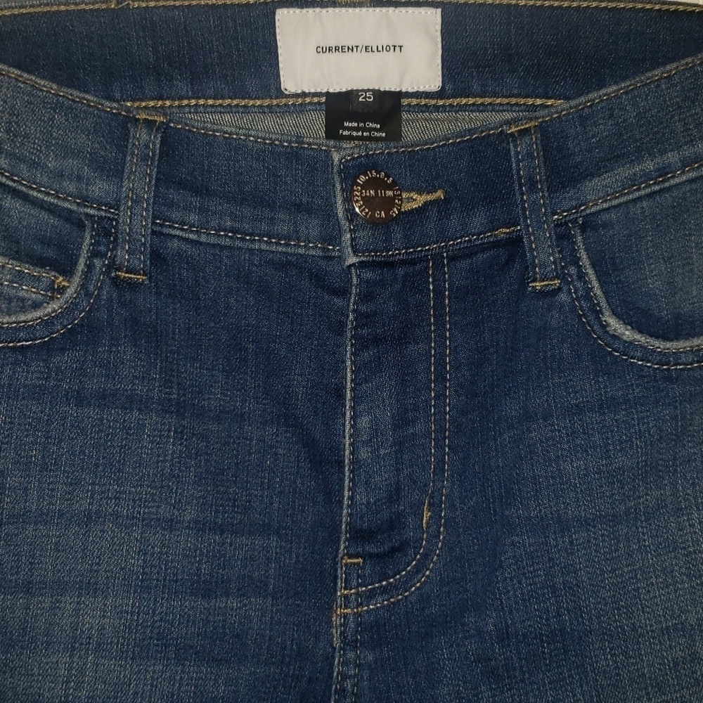 Current/Elliott High Rise Straight Stretch Distressed - Picture 4 of 7